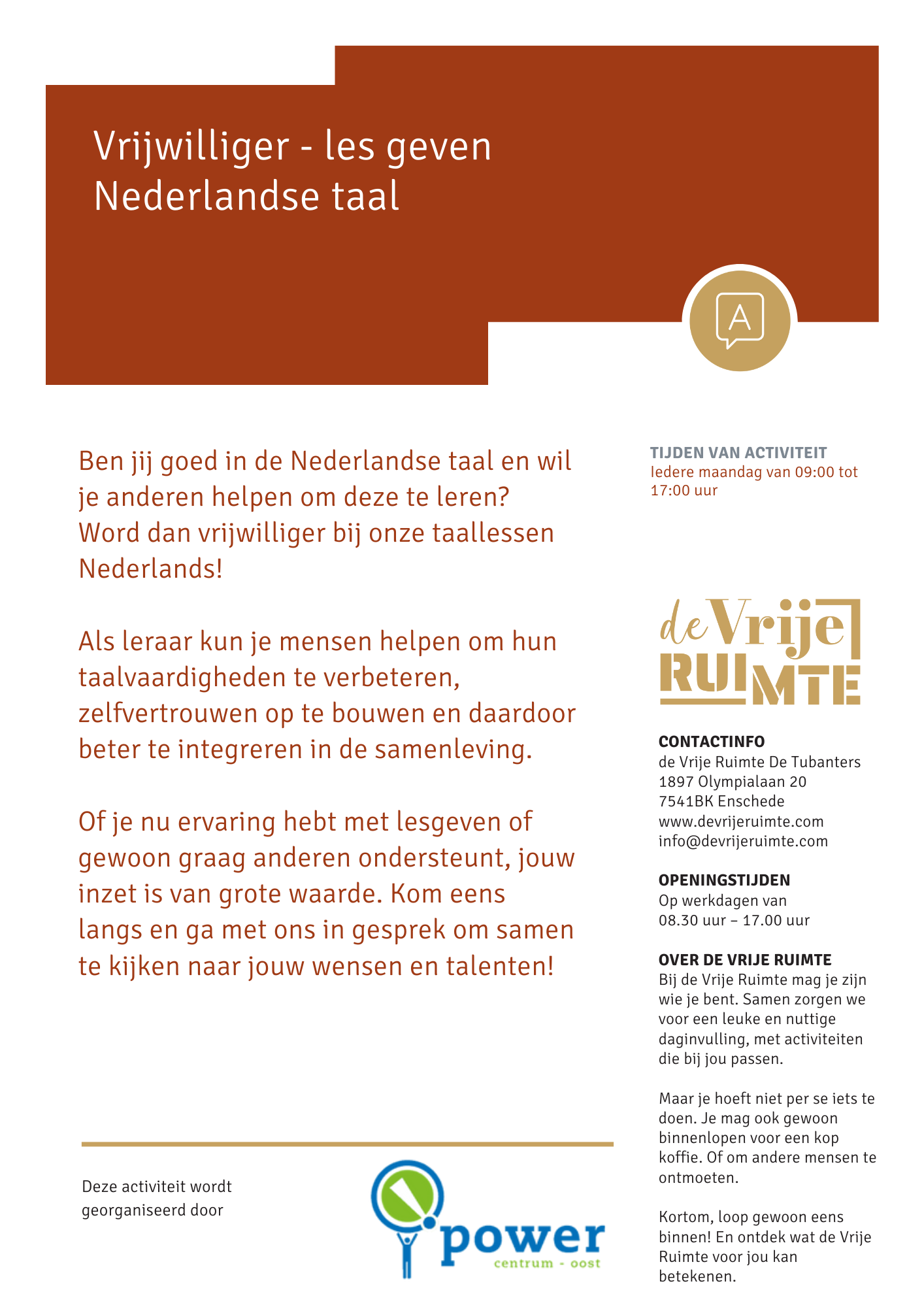 Vrijwilligers gezocht! 
